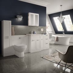 Image by Cyan Studios - Better Bathrooms - Modern Grey Navy Bathroom