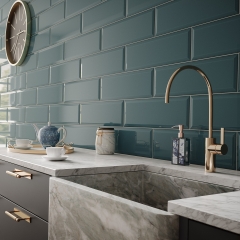 Image by Cyan Studios - British Ceramic Tile - V&A Grey Marble Blue Metro Kitchen