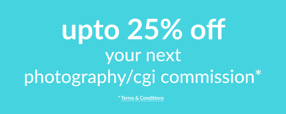 Up to 25 percent off your next room set photography or CGI commission with Cyan Studios. Click for details!